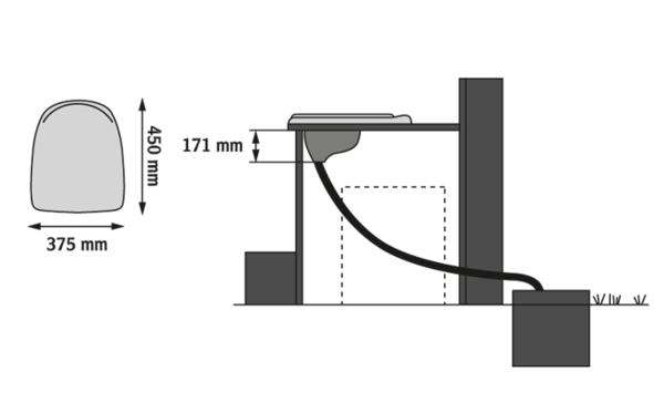 Toilette a secco Privy 500 con sedile isolante blu