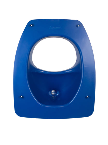 Privy con asiento de madera azul